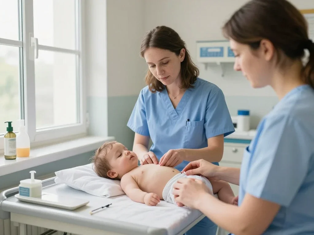 Contexte professionnel illustrant « Bébés et les piqures »