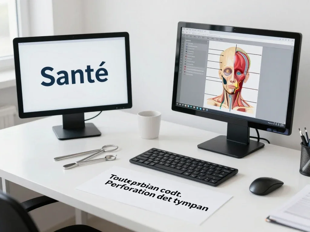 Contexte professionnel illustrant « Perforation du tympan »